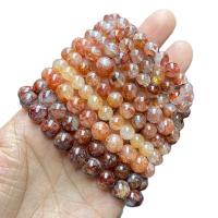 Red Marble Glue Stone Bracelet, Round, different size for choice & for woman, Length:Approx 7 Inch, Sold By PC