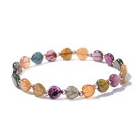 Tourmaline Bracelet with Brass Heart random style & for woman rainbow colors 6-8mm Length Approx 7 Inch Sold By PC