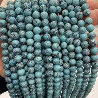 Perles turquoises, Noir Veine Turquoise, Rond, DIY & normes différentes pour le choix, bleu ciel, Vendu par brin