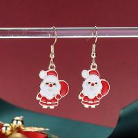 Christmas Earrings Zinc Alloy Santa Claus Christmas Design & fashion jewelry & for woman & enamel red nickel lead & cadmium free Sold By Pair