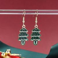 Christmas Earrings Zinc Alloy Christmas Tree gold color plated Christmas Design & fashion jewelry & for woman & enamel green nickel lead & cadmium free Sold By Pair