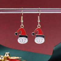 Christmas Earrings Zinc Alloy Cat gold color plated Christmas Design & fashion jewelry & for woman & enamel nickel lead & cadmium free Sold By Pair