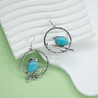 Zinc Alloy Drop Earrings with turquoise silver color plated fashion jewelry & for woman nickel lead & cadmium free Sold By Pair