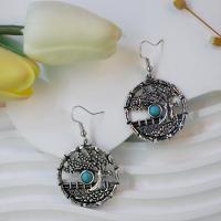 Zinc Alloy Drop Earrings with turquoise antique silver color plated fashion jewelry & for woman & hollow nickel lead & cadmium free Sold By Pair