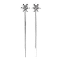Tibetan Style Drop Earrings, Snowflake, Christmas Design & fashion jewelry & for woman & with rhinestone, silver color, nickel, lead & cadmium free, 98x14mm, Sold By Pair
