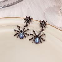 Tibetan Style Stud Earring, with Sea Opal, Spider, plated, Halloween Design & fashion jewelry & for woman, more colors for choice, nickel, lead & cadmium free, 45x27mm, Sold By Pair