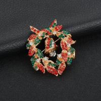Christmas Brooches Zinc Alloy gold color plated Christmas Design & for woman & with rhinestone nickel lead & cadmium free Sold By PC