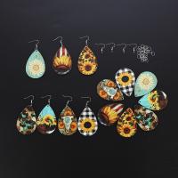 Wood Earring, Teardrop, printing, vintage & fashion jewelry & different designs for choice & for woman, more colors for choice, 40x60mm, Approx 100PCs/Bag, Sold By Bag