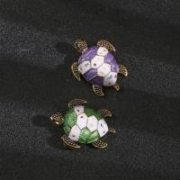 Zinc Alloy Brooches Turtle gold color plated vintage & fashion jewelry & Unisex & enamel & with rhinestone nickel lead & cadmium free 27-34mm Sold By PC