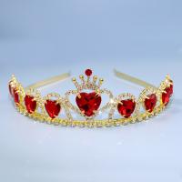 Bridal Tiaras, Brass, with Rhinestone, Crown, gold color plated, fashion jewelry & for woman, mixed colors, nickel, lead & cadmium free, 130mm, Sold By PC