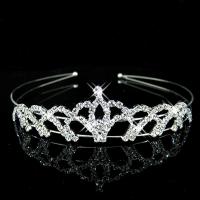 Bridal Tiaras Brass with Rhinestone Crown silver color plated fashion jewelry & for woman clear nickel lead & cadmium free Sold By PC