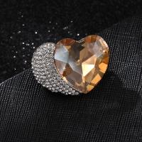 Zinc Alloy Brooches with Crystal Heart silver color plated fashion jewelry & for woman & with rhinestone yellow nickel lead & cadmium free Sold By PC