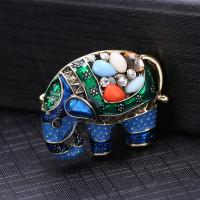 Tibetan Style Brooches, with Glass Rhinestone, Elephant, gold color plated, vintage & fashion jewelry & Unisex & enamel & with rhinestone, mixed colors, nickel, lead & cadmium free, 26-33mm, Sold By PC