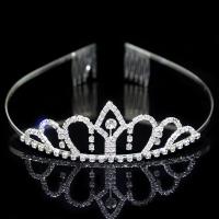 Tiara's, Messing, met Bergkristal, Kroon, silver plated, mode sieraden & voor vrouw, duidelijk, nikkel, lood en cadmium vrij, 35x90mm, Verkocht door PC