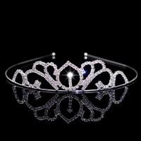 Bridal Tiaras, Brass, with Rhinestone, Crown, silver color plated, fashion jewelry & for woman, clear, nickel, lead & cadmium free, 30x110mm, Sold By PC