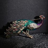 Tibetan Style Brooches, Peacock, gold color plated, fashion jewelry & Unisex & enamel & with rhinestone, mixed colors, nickel, lead & cadmium free, 35-58mm, Sold By PC