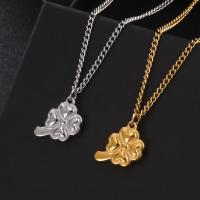 Stainless Steel Jewelry Necklace, 304 Stainless Steel, with 1.97inch extender chain, Four Leaf Clover, Vacuum Ion Plating, fashion jewelry & Unisex, more colors for choice, 17.20x12.70mm, Sold Per Approx 17.7 Inch Strand