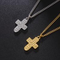 Stainless Steel Jewelry Necklace, 304 Stainless Steel, with 1.97inch extender chain, Cross, Vacuum Ion Plating, fashion jewelry & Unisex, more colors for choice, 30.70x20.50mm, Sold Per Approx 17.7 Inch Strand