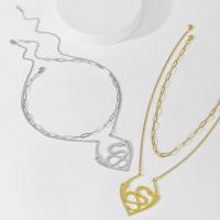 Edelstahl Schmuck Halskette, 304 Edelstahl, mit Verlängerungskettchen von 1.97inch, Doppelschicht & Modeschmuck & unisex, keine, 46.30x55mm, Länge:ca. 17.72 ZollInch, ca. 14.96 ZollInch, verkauft von PC