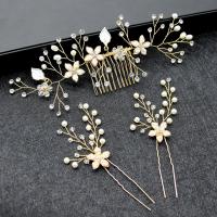 Mixed Hair Accessories, hair comb & hair stick, Tibetan Style, with Crystal & Plastic Pearl, three pieces & fashion jewelry & for woman, more colors for choice, nickel, lead & cadmium free, 150*80mm,120*20mm, Sold By Set