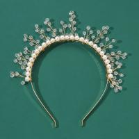 Hair Bands, Iron, with Crystal & Plastic Pearl, fashion jewelry & for woman, golden, nickel, lead & cadmium free, Inner Diameter:Approx 110mm, Sold By PC