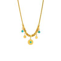 Titanium Steel Necklace with turquoise with 1.97inch extender chain plated fashion jewelry & for woman golden Sold Per Approx 15.75 Inch Strand