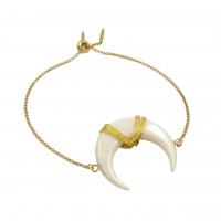 Brass Bracelet & Bangle with Shell Moon gold color plated fashion jewelry & adjustable & for woman nickel lead & cadmium free Inner Approx 57mm Sold By PC