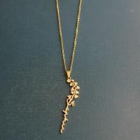 Titanium Steel Necklace Leaf Vacuum Ion Plating fashion jewelry & for woman Length Approx 50 cm Sold By PC