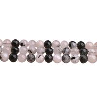 Natürlicher Quarz Perlen Schmuck, Schwarzer Rutilquarz, rund, DIY & verschiedene Größen vorhanden, schwarz, verkauft von Strang