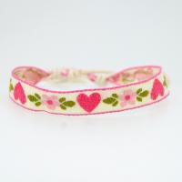 Chain Woven Bracelets, Cotton Fabric, with Cotton Thread, Heart, handmade, fashion jewelry & for woman, 1.2cm, Length:Approx 16-18 cm, Sold By PC