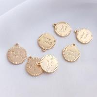 Brass Jewelry Pendants Round real gold plated DIY golden 10.50mm Sold By PC
