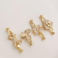 Brass Jewelry Clasps real gold plated DIY & micro pave cubic zirconia golden Sold By PC