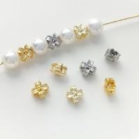 Entretoise de perles en laiton, Trèfle à quatre feuilles, Plaqué d'or, DIY, plus de couleurs à choisir, 6mm, Trou:Environ 1mm, Vendu par PC