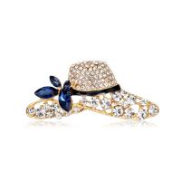 Zinc Alloy Brooches Hat plated for woman & enamel & with rhinestone gold Sold By PC
