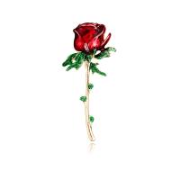 Zinc Alloy Brooches Rose plated for woman & enamel red Sold By PC