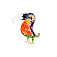 Tibetan Style Brooches, Parrot, plated, Unisex & enamel & with rhinestone, multi-colored, Sold By PC