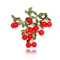 Tibetan Style Brooches, plated, for woman & enamel, red, Sold By PC
