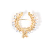 Zinc Alloy Brooches with Plastic Pearl plated for woman golden Approx 2.5mm Sold By PC