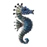 Zinc Alloy Brooches Seahorse plated Unisex & with rhinestone blue Sold By PC