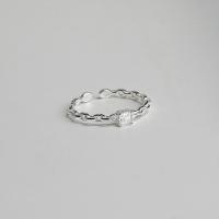 Sterling Silber Schmuck Fingerring, 925er Sterling Silber, Einstellbar & Modeschmuck & für Frau & mit Strass, frei von Nickel, Blei & Kadmium, verkauft von PC