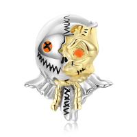 925 Sterling Silver Beads Monster plated Halloween Design & DIY & enamel Sold By PC