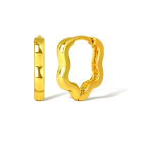 Messing Hendel weer Earring, Geometrisch Patroon, echt goud verguld, mode sieraden & voor vrouw, 14x14x2mm, Verkocht door pair