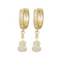 Cubic Zirconia Micro Pave Brass Earring, Violin, real gold plated, fashion jewelry & micro pave cubic zirconia & for woman, more colors for choice, nickel, lead & cadmium free, 65x35mm, Sold By Pair