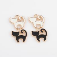 Zinc Alloy Enamel Pendants Cat gold color plated DIY Approx 1.5mm Approx Sold By Bag
