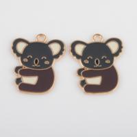 Tibetan Style Enamel Pendants, Koala, gold color plated, DIY, mixed colors, 22.80x19.20x1.20mm, Hole:Approx 1.7mm, Approx 300PCs/Bag, Sold By Bag
