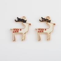 Tibetan Style Enamel Pendants, Christmas Reindeer, gold color plated, DIY, mixed colors, 23x18x2.10mm, Hole:Approx 1.4mm, Approx 300PCs/Bag, Sold By Bag