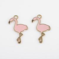 Tibetan Style Enamel Pendants, Bird, gold color plated, DIY, pink, 29x14.40x1.20mm, Hole:Approx 2mm, Approx 300PCs/Bag, Sold By Bag