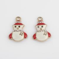 Tibetan Style Enamel Pendants, Snowman, gold color plated, DIY & with rhinestone, mixed colors, 22.80x15.40x3.10mm, Hole:Approx 2mm, Approx 300PCs/Bag, Sold By Bag