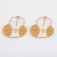 Tibetan Style Enamel Pendants, Rabbit, gold color plated, DIY, mixed colors, 23.10x22.70x1.40mm, Hole:Approx 1.7mm, Approx 300PCs/Bag, Sold By Bag