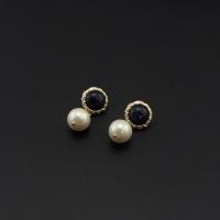 Zinc Alloy Stud Earring with Blue Sandstone & Plastic Pearl fashion jewelry & for woman nickel lead & cadmium free 40mm Sold By Pair